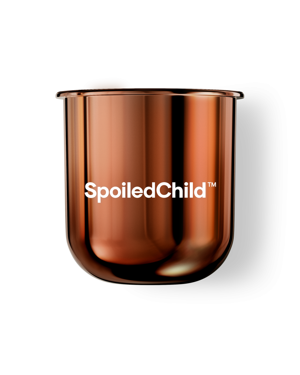 A close-up product shot of a SpoiledChild M26 metallic copper refill capsule against a white background, featuring the brand name printed in white across the center.
